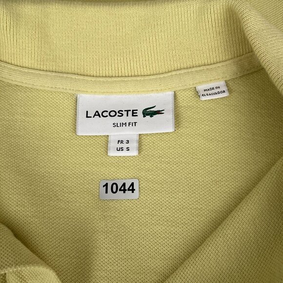 Lacoste Slim Fit Yellow Polo Shirt‎ Short Sleeve Slit Hem Pique Cotton Women S - Picture 5 of 10